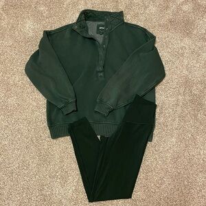 Aerie Oh Snap Sweatshirt & Crossover Leggings set in Rugged Green